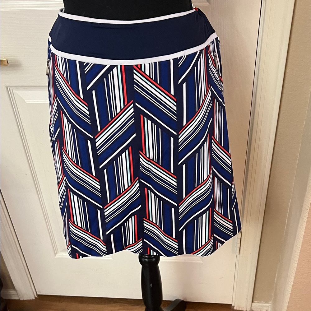 Tail Navy and White Geometric A-Line Skirt